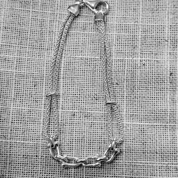 Sterling Stirrup and Popcorn Chain 925 Bracelet - Picture 5 of 15